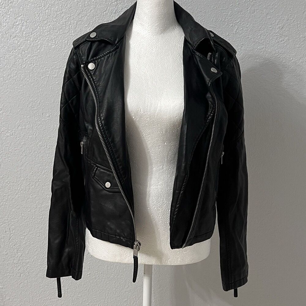 Y2K ABERCROMBIE & FITCH Women’s Vegan Leather Motorcycle Biker Jacket Small READ